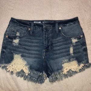 Ripped light washed shorts